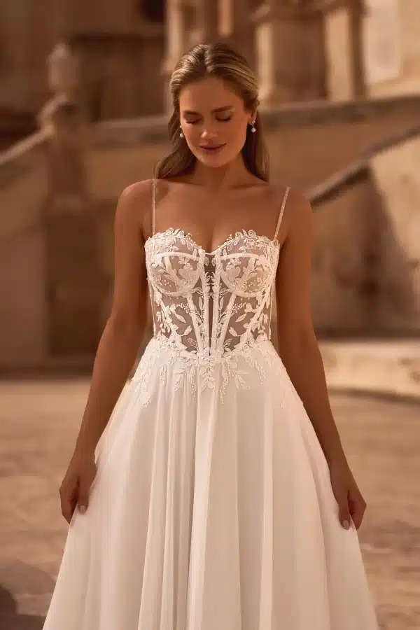 νυφικό με κορσέ, λεπτομέρειες δαντέλας - Bridal Art