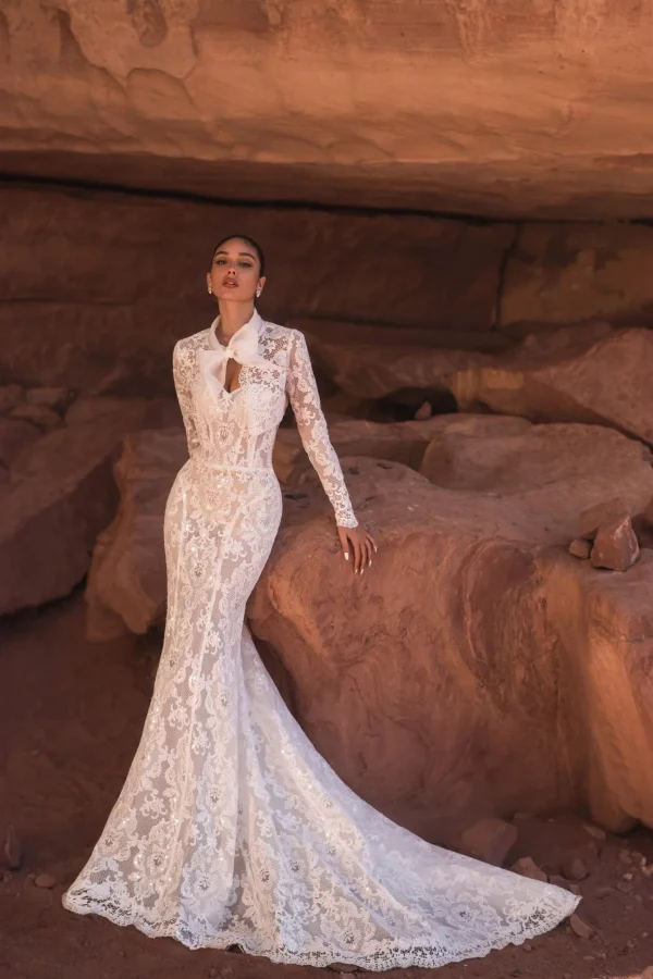 νυφικό γοργονέ με δαντέλα, ολόσωμη - Bridal Art